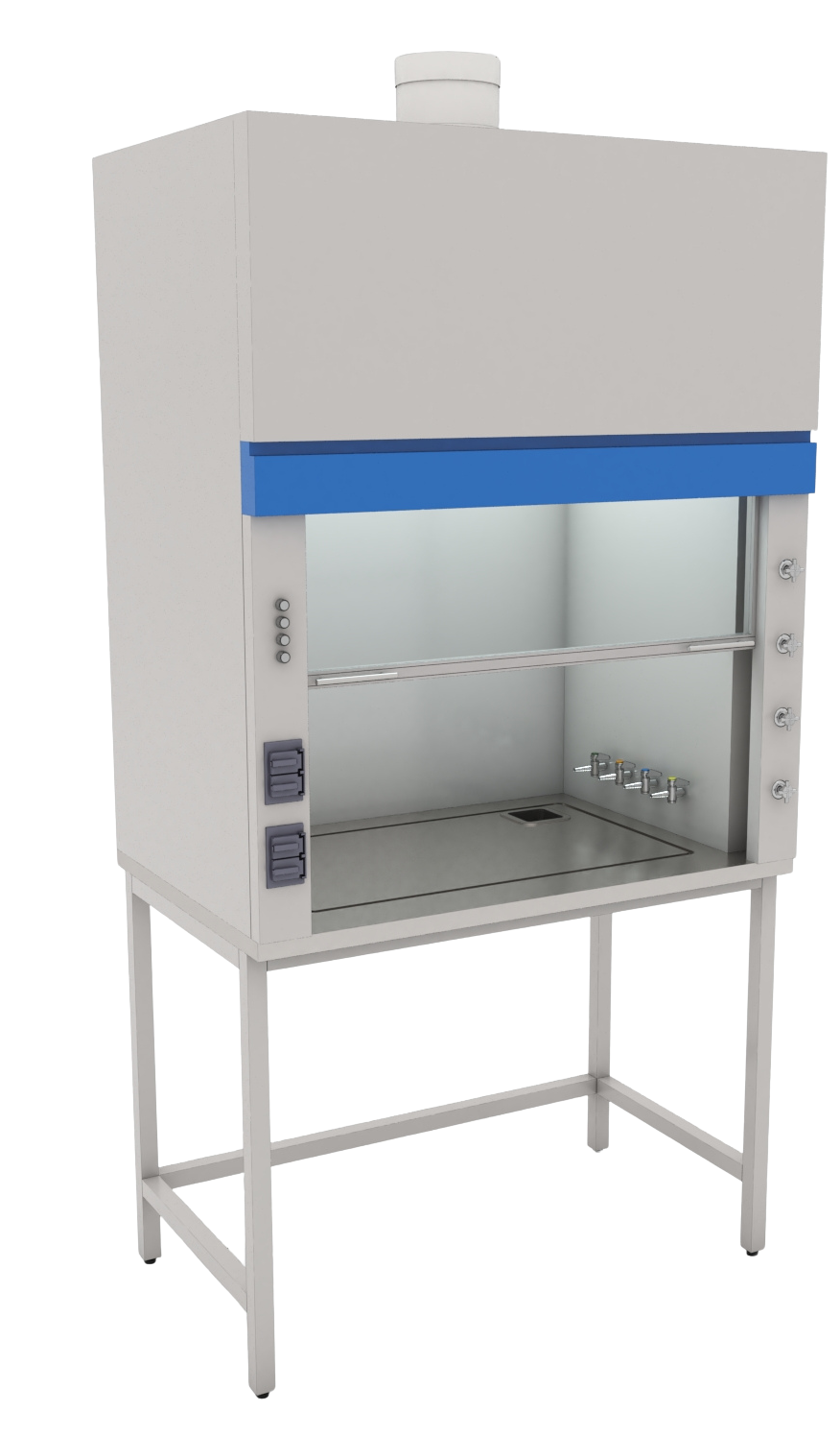Campana de flujo laminar vertical creando un ambiente de trabajo estéril para protección de producto en laboratorio